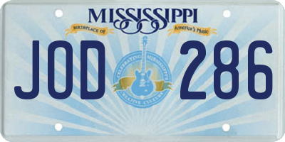 MS license plate JOD286