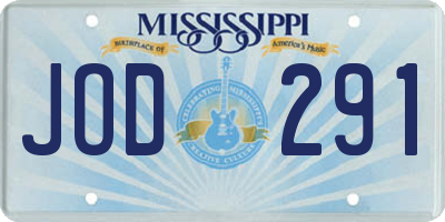MS license plate JOD291
