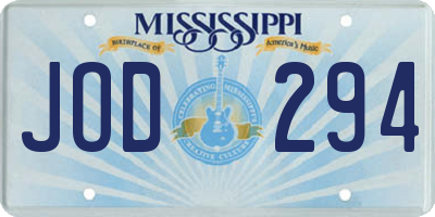 MS license plate JOD294