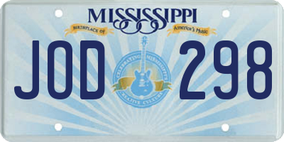 MS license plate JOD298