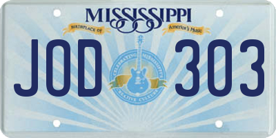 MS license plate JOD303