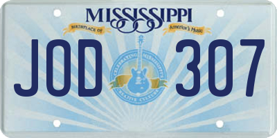 MS license plate JOD307