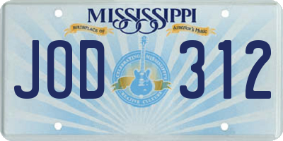 MS license plate JOD312