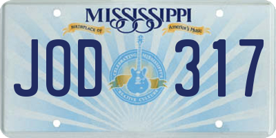 MS license plate JOD317