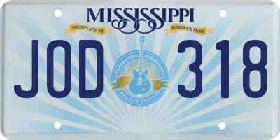 MS license plate JOD318