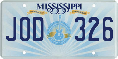 MS license plate JOD326