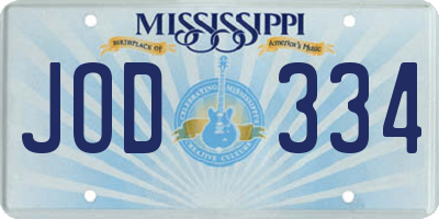 MS license plate JOD334