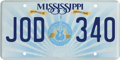 MS license plate JOD340