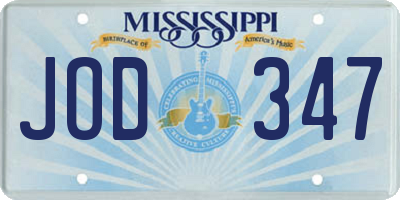 MS license plate JOD347