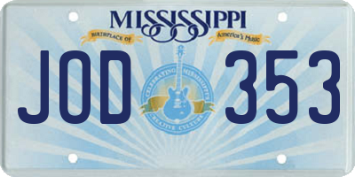 MS license plate JOD353