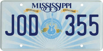 MS license plate JOD355