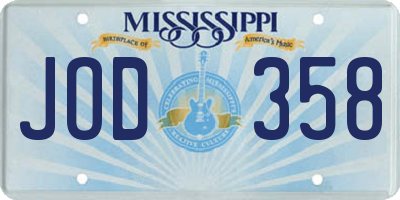 MS license plate JOD358