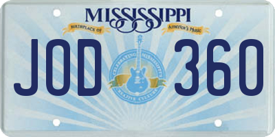 MS license plate JOD360