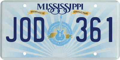 MS license plate JOD361