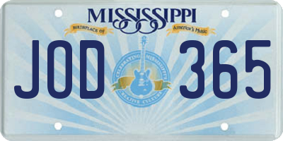 MS license plate JOD365