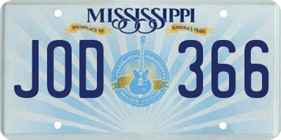 MS license plate JOD366