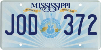 MS license plate JOD372