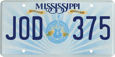 MS license plate JOD375