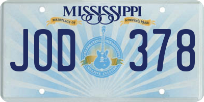 MS license plate JOD378