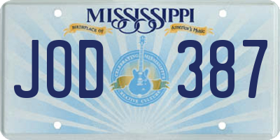 MS license plate JOD387