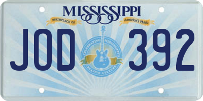 MS license plate JOD392