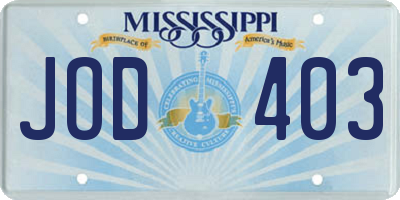 MS license plate JOD403