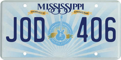 MS license plate JOD406