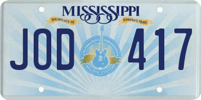 MS license plate JOD417