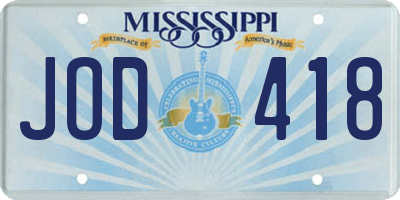 MS license plate JOD418