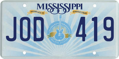 MS license plate JOD419