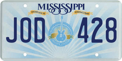 MS license plate JOD428