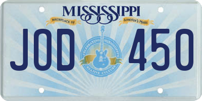 MS license plate JOD450