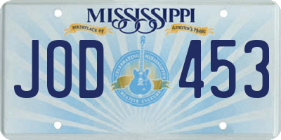 MS license plate JOD453