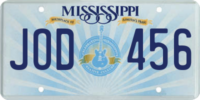 MS license plate JOD456