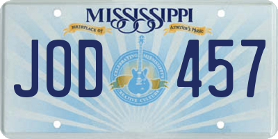 MS license plate JOD457