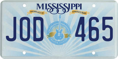 MS license plate JOD465