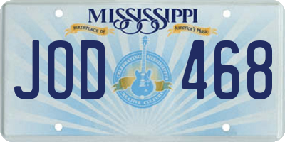 MS license plate JOD468