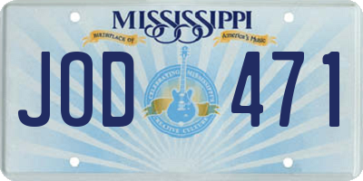 MS license plate JOD471