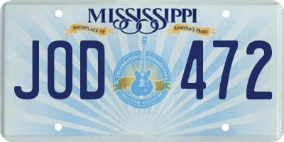 MS license plate JOD472
