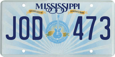 MS license plate JOD473