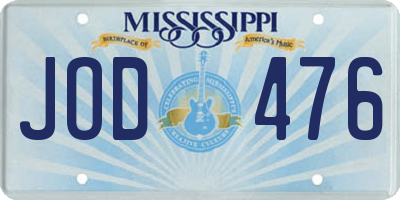 MS license plate JOD476
