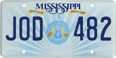 MS license plate JOD482