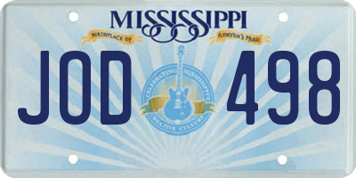 MS license plate JOD498