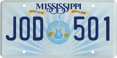 MS license plate JOD501