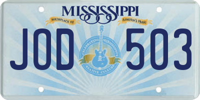 MS license plate JOD503