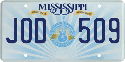 MS license plate JOD509