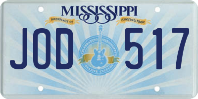 MS license plate JOD517