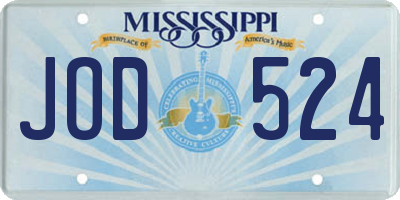 MS license plate JOD524