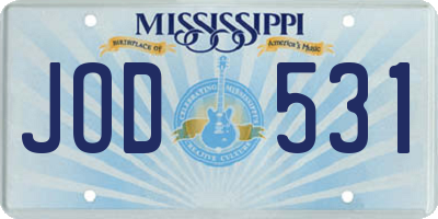 MS license plate JOD531