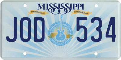 MS license plate JOD534